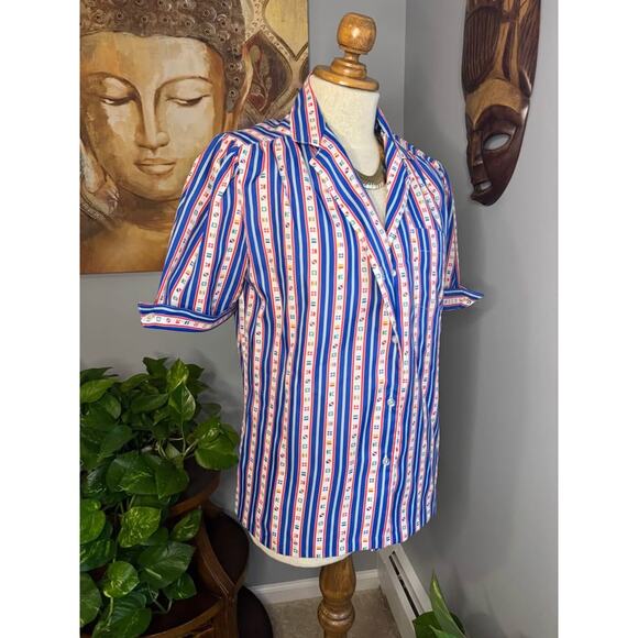 Vintage 70’s Retro Lady Manhattan Short Sleeve Blouse - Picture 5 of 9